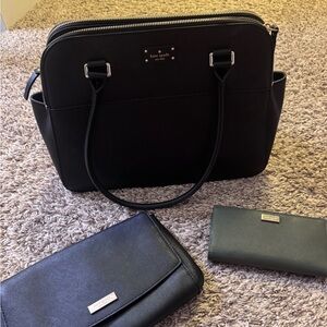 Kate Spade Black Shoulder Bag, clutch and wallet